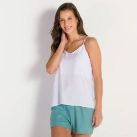 Regata Feminina De Alça Fina Viscose Patrícia Foster Branco