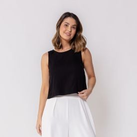 Regata Feminina De Viscose Com Prega Nos Ombros Patricia Foster