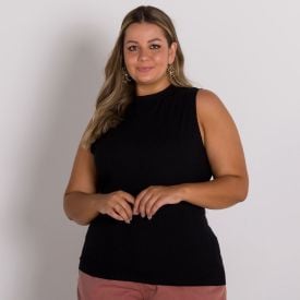 Regata Plus Size Gola Alta Canelada Patricia Foster Mais