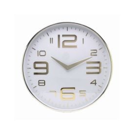 Relógio De Parede Lyor 30,5 Cm - Branco Com Dourado