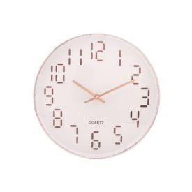 Relógio De Parede Lyor 30,5 Cm - Branco Com Rose 