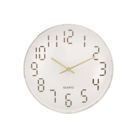 Relógio De Parede Lyor 30,5 Cm - Quartz Branco Com Dourado
