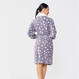 Roupão Adulto M Microfibra Elegance Havan Casa - Poa Cinza