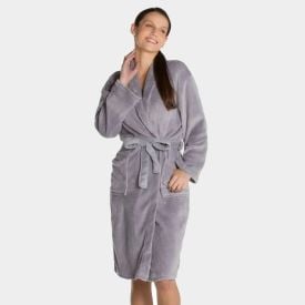 Roupão Adulto G Microfibra Paris Havan Casa - Cinza Amianto