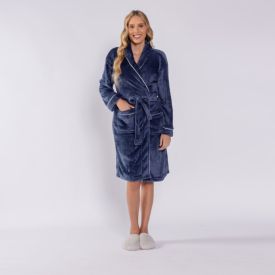 Roup&atilde;o Adulto Microfibra Requinte m - Azul