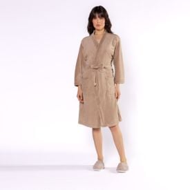 Roupão Adulto P Microfibra Paris Havan Casa - Bege