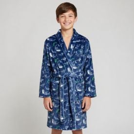Roupão Infantil G Microfibra Lumini Havan Kids - Tubarão Azul