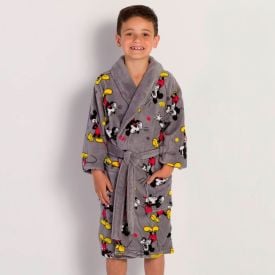 Roupão Infantil M Microfibra Disney - Mickey Cinza 2022