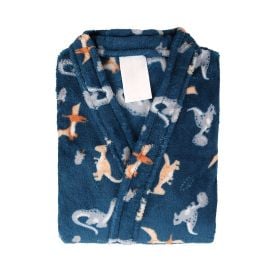 Roupão Infantil M Microfibra Lumini Havan Kids - DINOSSAURO AZUL