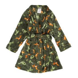 Roupão Infantil M Microfibra Lumini Havan Kids - Dinossauro Verde