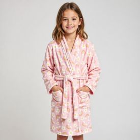 Roupão Infantil m Microfibra Lumini Havan Kids - Arco Íris Rosa