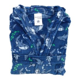 Roupão Infantil m Microfibra Lumini Havan Kids - Tubarão Azul