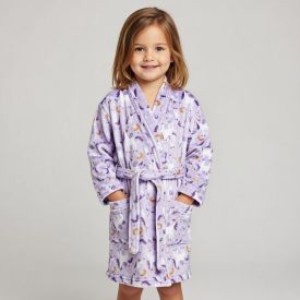 Roupão Infantil P Microfibra Lumini Havan Kids - Unicórnio Lilás