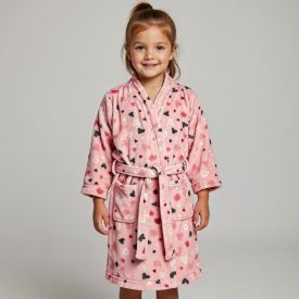 Roupão Infantil P Microfibra Lumini Havan Kids - Coração Rosa