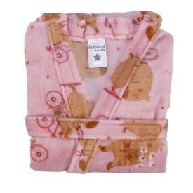 Roupão Infantil P Microfibra Lumini Havan Kids - Capivara Rosa