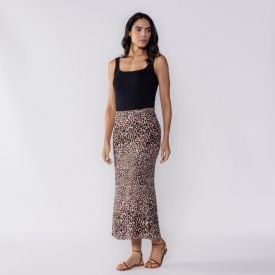 Saia Midi Feminina Patricia Foster Animal Print