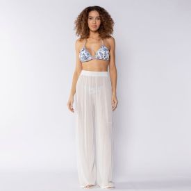 Saída De Praia Calça Pantalona Boby Blues Branco