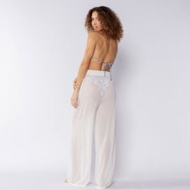 Saída De Praia Calça Pantalona Boby Blues Branco
