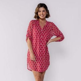 Saída De Praia Chemise Patricia Foster Rosa