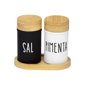 Saleiro E Pimenteiro Com Suporte De Bambu Doha 90Ml - Hauskraft