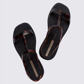 Sandália Ipanema Feminina Glow Trendy Preto/Tartaruga/Dourado