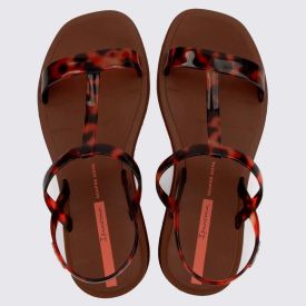 Sandália Ipanema Feminina Glow Trendy Marrom/Tartaruga/Laranja