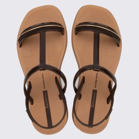 Sandália Ipanema Feminina Glow Bege/Marrom/Dourado