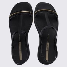 Sandália Ipanema Feminina Glow Preto/Preto/Dourado