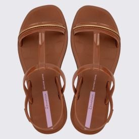 Sandália Ipanema Feminina Glow Marrom/Dourado/Lilas