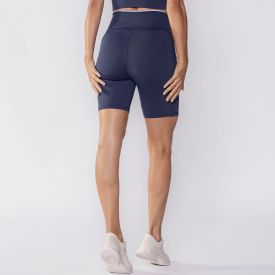 Short Fitness Feminino Filete E Bolso Scream Azul Marinho