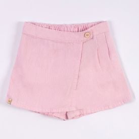 Short Saia Sarja Infantil Menina 1 a 3 Anos Yoyo Kids Rosa Mood