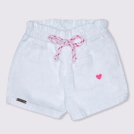 Shorts 1 a 3 anos Sarja Clochard Bordado Yoyo Kids Branco