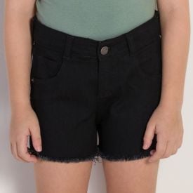 Shorts Jeans Infantil Com Barra Desfiada Marmelada  Jeans Black
