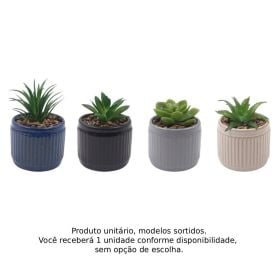 Suculenta Artificial com Vaso de Cerâmica 9Cm Havan Casa - Sortido