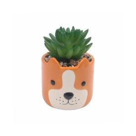 Suculenta Artificial Com Vaso Havan Casa 13 Cm - Laranja