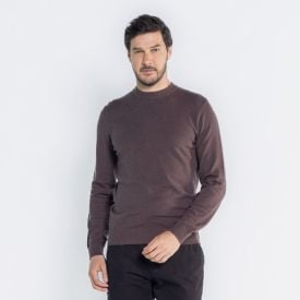 Suéter Masculino De Tricot Gola Redonda Marc Alain  Marrom