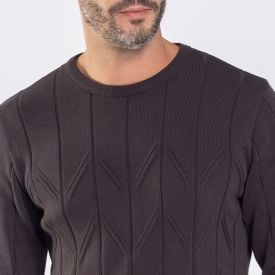 Suéter Masculino Canelado Em Tricot Marc Alain Chumbo
