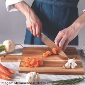 Tábua De Corte Retangular Com Cabo Madeira Kitchen Tramontina 34Cm - Madeira