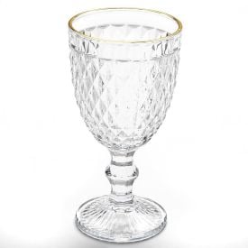 Taça De Água Com Filete Dourado Bico De Abacaxi Lyor - 325ml