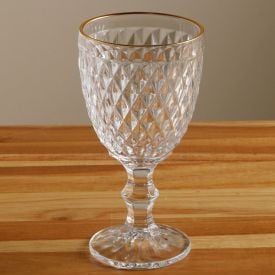 Taça de Água Bico de Abacaxi com Filete Dourado Lyor - 325ml