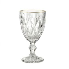 Taça de Água com Filete Dourado Diamond Lyor 330Ml - Vidro