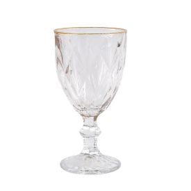 Taça de Água com Filete Dourado Diamond Lyor 330Ml - Vidro