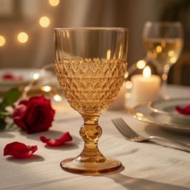 Taça de Água Coração Metalizado Lyor 330Ml - Âmbar