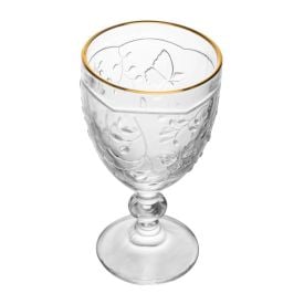 Taça De Água Borboletas Com Filete Dourado Lyor - 320ml