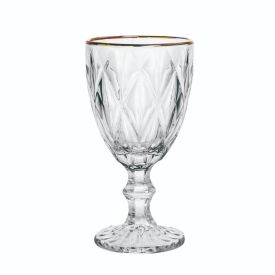 Taça De Vidro Com Borda Dourada Diamante Clear 300Ml - Multipresentes