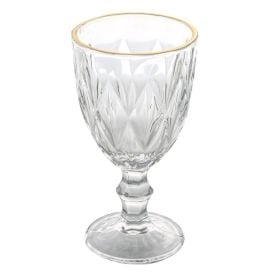 Taça De Vidro Com Borda Dourada Diamante Clear 300Ml - Multipresentes
