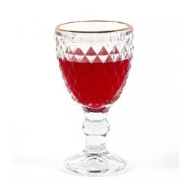 Taça Licor Vidro Bico De Abacaxi Lyor 50Ml - Transparente Filete Dourado