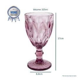 Taça Para Água Vidro Diamante Lyor 325 Ml - Lilás 