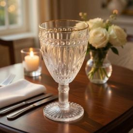 Taça de Água Empire Filete Dourado Lyor 325Ml - Vidro