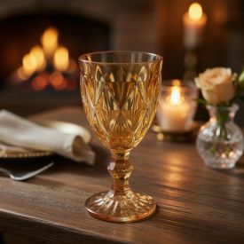 Taça de Água Diamond Metalizada 325Ml Lyor - Âmbar